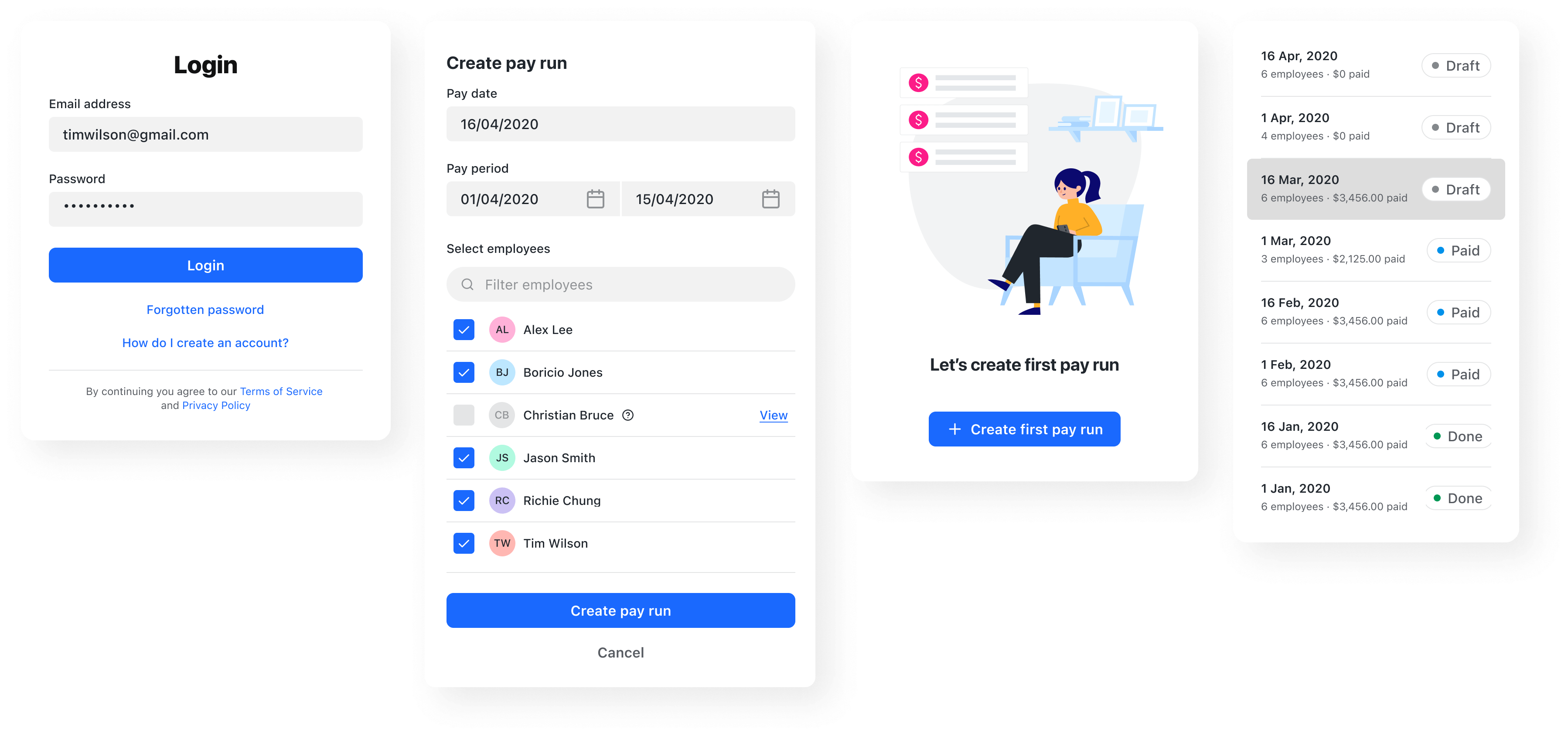 Illustration of Balance components composed together, creating small interfaces